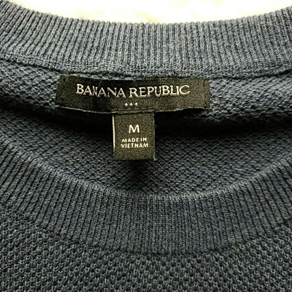 Banana Republic Sweater Mens Medium Blue Short Sleeve Crewneck Knit Pullover